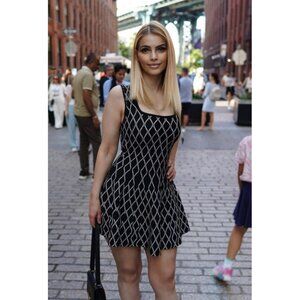 DAIMARAN Malaui Women's Geometric Knitted Short Dress Sleeveless Black One Size